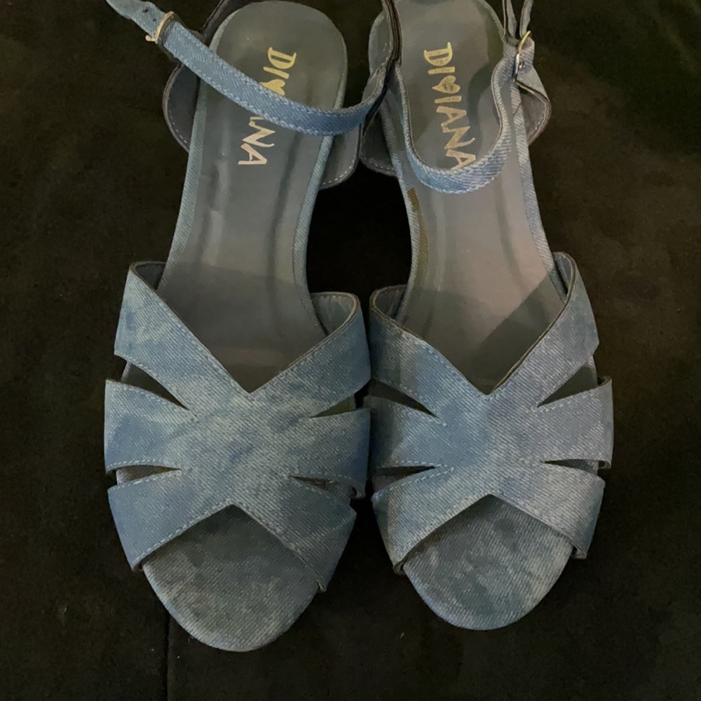NWOT Blue Wedged Sandals!